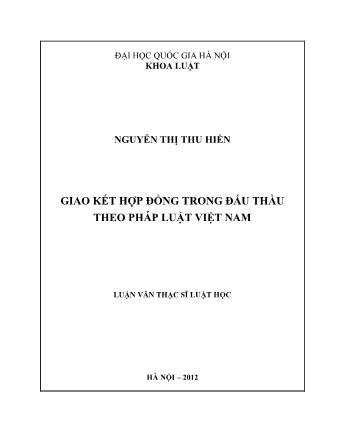 Luận văn Giao kết hợp đồng trong đấu thầu theo pháp luật Việt Nam