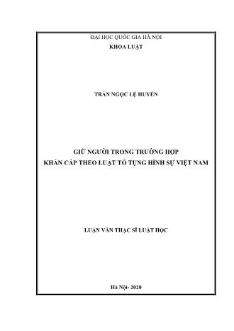 Luận văn Giữ người trong trường hợp khẩn cấp theo luật tố tụng hình sự Việt Nam