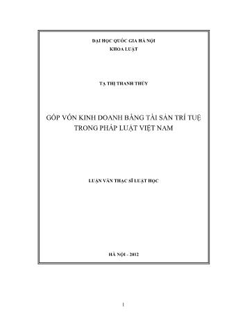 Luận văn Góp vốn kinh doanh bằng tài sản trí tuệ trong pháp luật Việt Nam