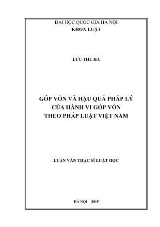 Luận văn Góp vốn và hậu quả pháp lý của hành vi góp vốn theo Pháp luật Việt Nam