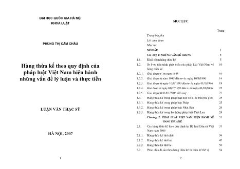 Luận văn Hàng thừa kế theo quy định của pháp luật Việt Nam hiện hành - Những vấn đề lý luận và thực tiễn