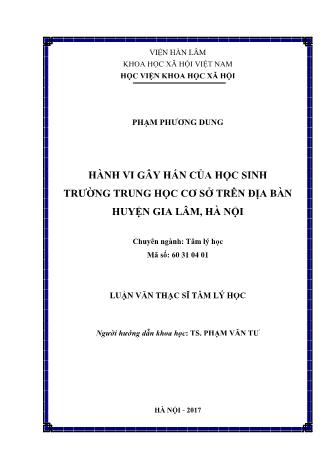 Luận văn Hành vi gây hấn của học sinh trường trung học cơ sở trên địa bàn huyện Gia Lâm, Hà Nội