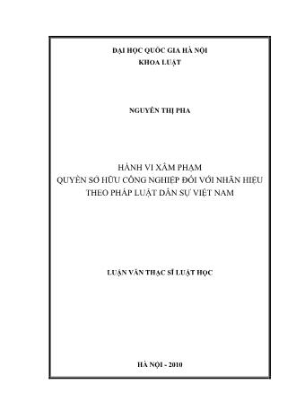 Luận văn Hành vi xâm phạm quyền sở hữu công nghiệp đối với nhãn hiệu theo pháp luật dân sự Việt Nam