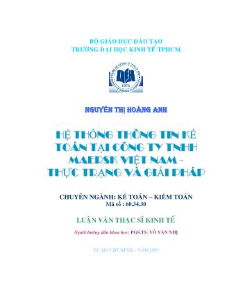 Luận văn Hệ thống thông tin kế toán tại công ty TNHH MAERSK Việt Nam - Thực trạng và giải pháp