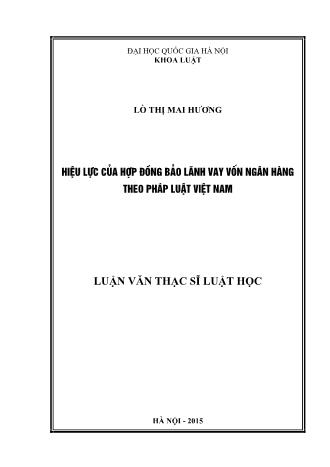 Luận văn Hiệu lực của hợp đồng bảo lãnh vay vốn ngân hàng theo pháp luật Việt Nam