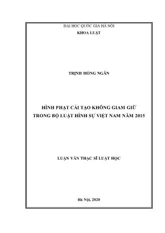 Luận văn Hình phạt cải tạo không giam giữ trong bộ luật hình sự Việt Nam năm 2015