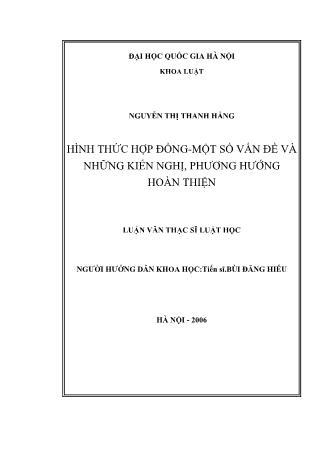 Luận văn Hình thức hợp đồng-một số vấn đề và những kiến nghị, phương hướng hoàn thiện