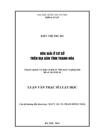 Luận văn Hòa giải ở cơ sở trên địa bàn tỉnh Thanh Hóa