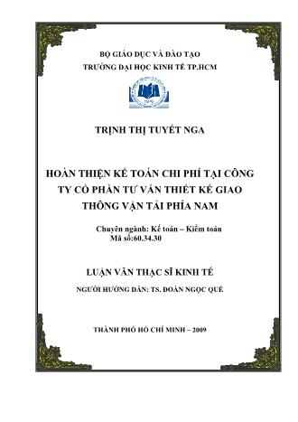 Luận văn Hoàn thiện kế toán chi phí tại công ty cổ phần tư vấn thiết kế giao thông vận tải phía Nam