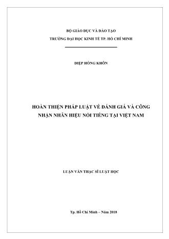 Luận văn Hoàn thiện pháp luật về đánh giá và công nhận nhãn hiệu nổi tiếng tại Việt Nam