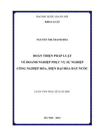 Luận văn Hoàn thiện pháp luật về doanh nghiệp phục vụ sự nghiệp công nghiệp hóa, hiện đại hóa đất nước