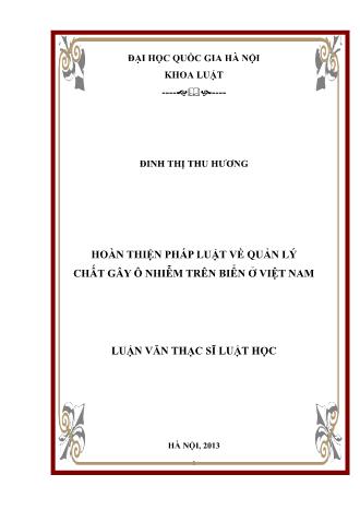 Luận văn Hoàn thiện pháp luật về quản lý chất gây ô nhiễm trên biển ở Việt Nam