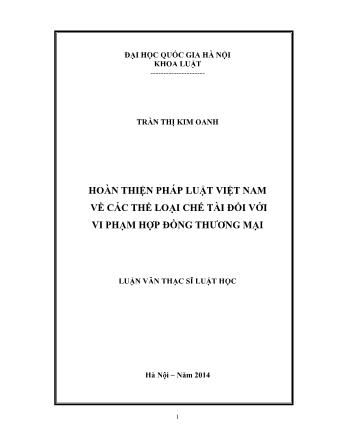 Luận văn Hoàn thiện pháp luật Việt Nam về các thể loại chế tài đối với vi phạm hợp đồng thương mại