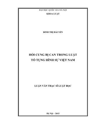 Luận văn Hỏi cung bị can trong luật tố tụng hình sự Việt Nam