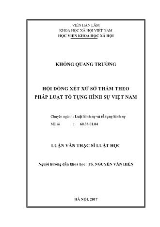 Luận văn Hội đồng xét xử sở thẩm theo pháp luật tố tụng hình sự Việt Nam