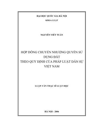 Luận văn Hợp đồng chuyển nhượng quyền sử dụng đất theo quy định của pháp luật dân sự Việt Nam