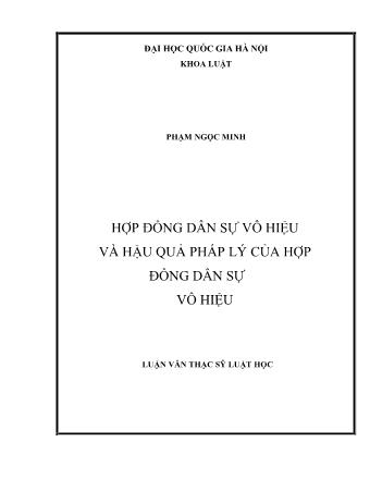 Luận văn Hợp đồng dân sự vô hiệu và hậu quả pháp lý của hợp đồng dân sự vô hiệu