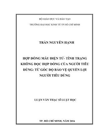 Luận văn Hợp đồng mẫu điện tử- Tình trạng không đọc hợp đồng của người tiêu dùng: Từ góc độ bảo vệ quyền lợi người tiêu dùng