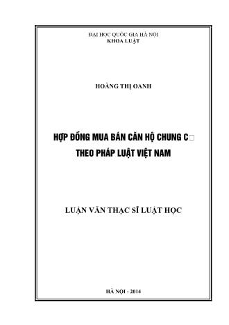 Luận văn Hợp đồng mua bán căn hộ chung cư theo pháp luật Việt Nam