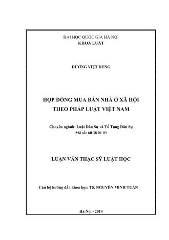 Luận văn Hợp đồng mua bán nhà ở xã hội theo pháp luật Việt Nam