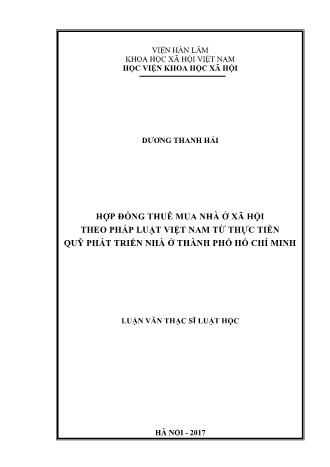 Luận văn Hợp đồng thuê mua nhà ở xã hội theo pháp luật Việt Nam từ thực tiễn quỹ phát triển nhà ở Thành phố Hồ Chí Minh