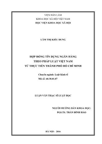 Luận văn Hợp đồng tín dụng ngân hàng theo pháp luật Việt Nam từ thực tiễn Thành phố Hồ Chí Minh