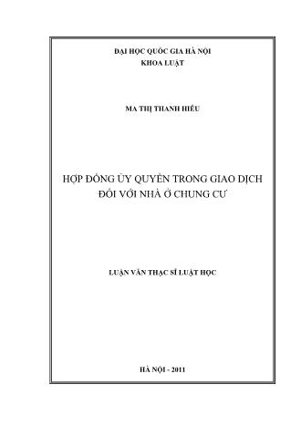 Luận văn Hợp đồng ủy quyền trong giao dịch đối với nhà ở chung cư