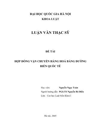 Luận văn Hợp đồng vận chuyển hàng hoá bằng đường biển quốc tế