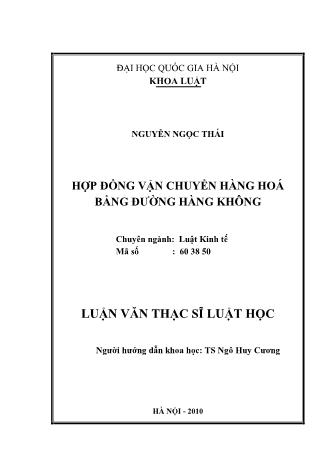 Luận văn Hợp đồng vận chuyển hàng hoá bằng đường hàng không