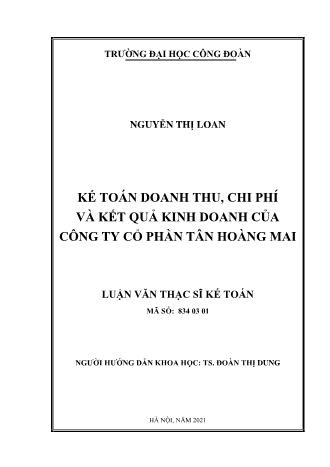 Luận văn Kế toán doanh thu, chi phí và kết quả kinh doanh của công ty cổ phần tân Hoàng Mai