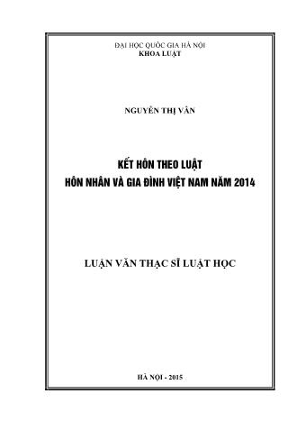 Luận văn Kết hôn theo Luật Hôn nhân và Gia đình Việt Nam năm 2014