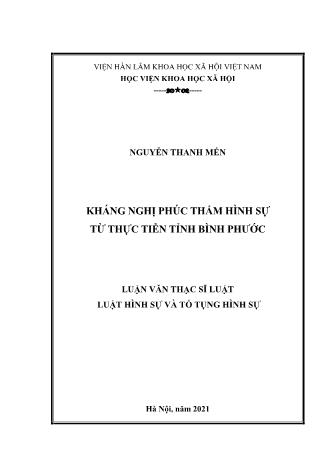 Luận văn Kháng nghị phúc thẩm hình sự từ thực tiễn tỉnh Bình Phước