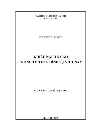 Luận văn Khiếu nại, tố cáo trong tố tụng hình sự Việt Nam