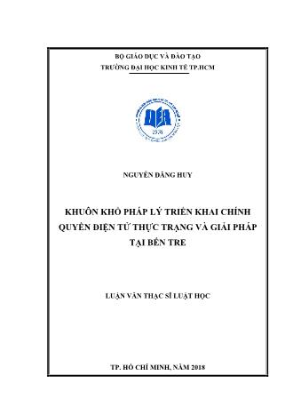 Luận văn Khuôn khổ pháp lý triển khai chính quyền điện tử: Thực trạng và giải pháp tại Bến Tre