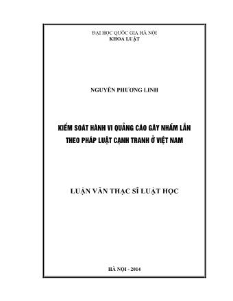 Luận văn Kiểm soát hành vi quảng cáo gây nhầm lẫn theo pháp luật cạnh tranh ở Việt Nam