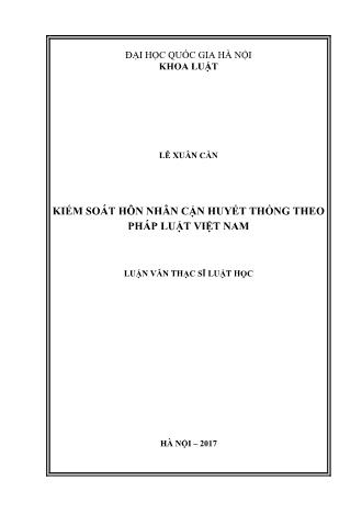 Luận văn Kiểm soát hôn nhân cận huyết thống theo pháp luật Việt Nam