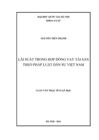 Luận văn Lãi suất trong hợp đồng vay tài sản theo pháp luật dân sự Việt Nam