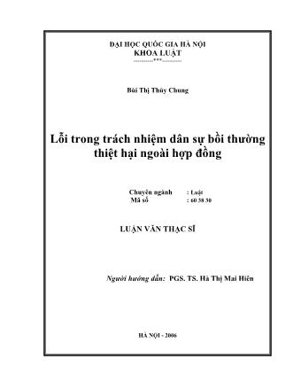 Luận văn Lỗi trong trách nhiệm dân sự bồi thường thiệt hại ngoài hợp đồng