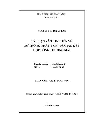 Luận văn Lý luận và thực tiễn về sự Thống Nhất ý chí để giao kết hợp đồng thương mại