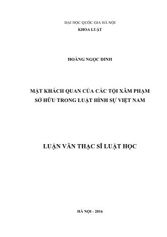 Luận văn Mặt khách quan của các tội xâm phạm sở hữu trong luật hình sự Việt Nam