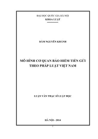 Luận văn Mô hình cơ quan bảo hiểm tiền gửi theo pháp luật Việt Nam