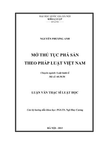 Luận văn Mở thủ tục phá sản theo pháp luật Việt Nam