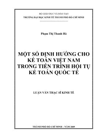 Luận văn Một số định hướng cho kế toán Việt Nam trong tiến trình hội tụ kế toán quốc tế