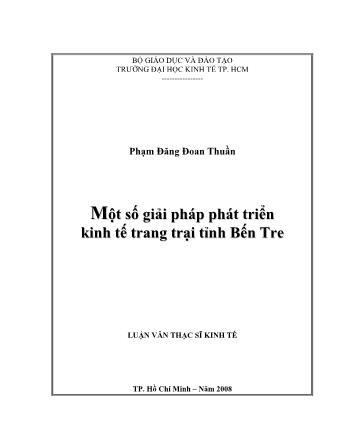 Luận văn Một số giải pháp phát triển kinh tế trang trại tỉnh Bến Tre