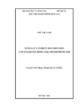 Luận văn Năng lực cán bộ ủy ban nhân dân cấp xã ở huyện Đông Anh, Thành phố Hà Nội