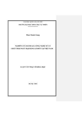 Luận văn Nghiên cứu đánh giá công nghệ xử lý chất thải nguy hại bằng lò đốt tại Việt Nam