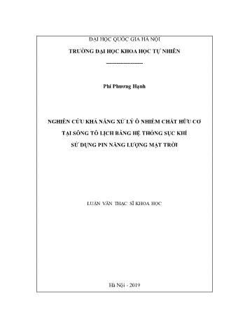 Luận văn Nghiên cứu khả năng xử lý ô nhiễm chất hữu cơ tại sông Tô Lịch bằng hệ thống sục khí sử dụng pin năng lượng mặt trời