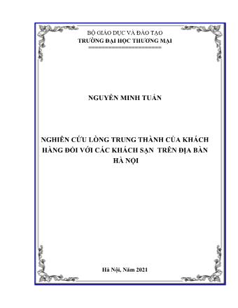 Luận văn Nghiên cứu lòng trung thành của khách hàng đối với các khách sạn trên địa bàn Hà Nội