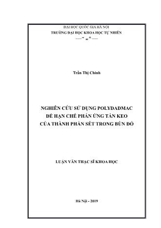 Luận văn Nghiên cứu sử dụng polydadmac để hạn chế phản ứng tán keo của thành phần sét trong bùn đỏ