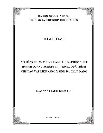 Luận văn Nghiên cứu xác định hàm lượng phức chất huỳnh quang europi (III) trong quá trình chế tạo vật liệu nano y sinh đa chức năng